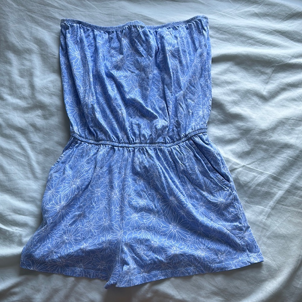 Forever 21 Blue Strapless Romper